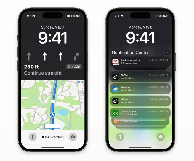农安苹果维修服务分享iOS17锁屏地图导航半屏显示长什么样 